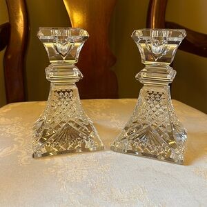 Waterford Wedding Heirloom Collection 6.25” crystal candlestick pair, EUC